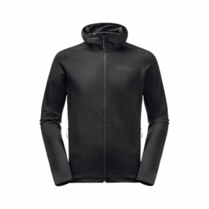 Fleecejakke til herre - Jack Wolfskin Baiselberg Hooded FZ M - Sort