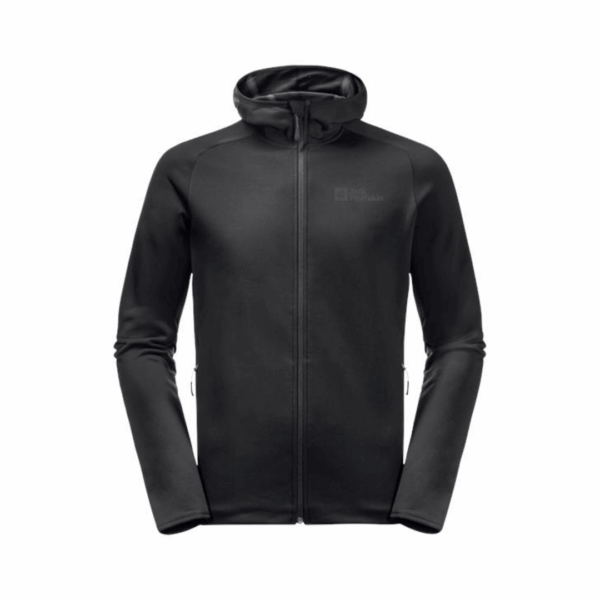 Fleecejakke til herre - Jack Wolfskin Baiselberg Hooded FZ M - Sort