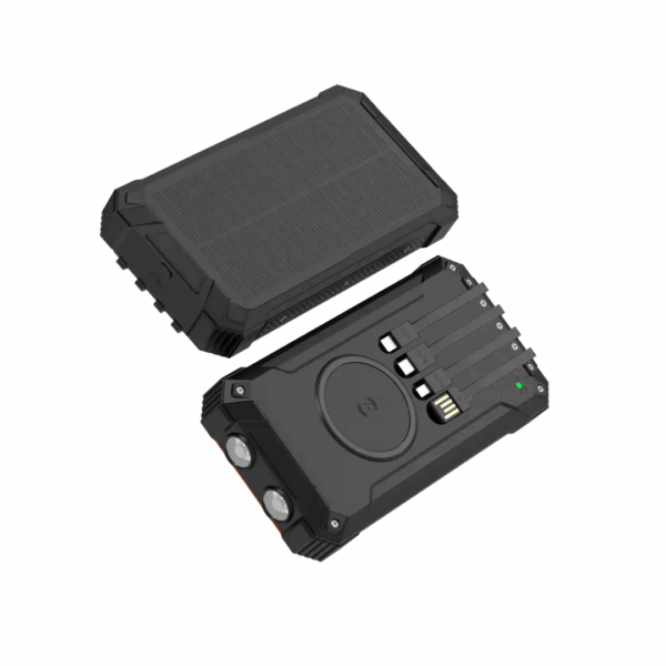 Powerbank - 20.000 mah - Solceller og trådløs opladning - Inkl. ladekabler - Image 3