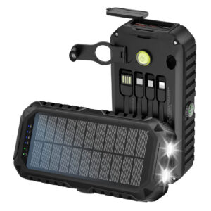 Powerbank - 20.000 mAh - Håndsving - Solcelle