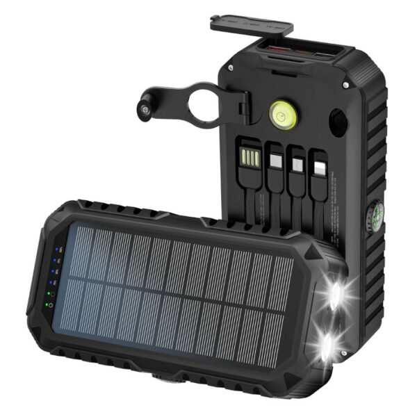 Powerbank - 20.000 mAh - Håndsving - Solcelle