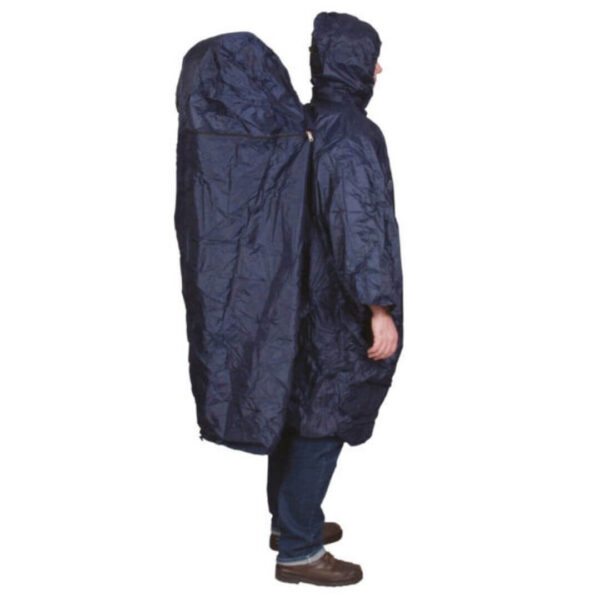 Poncho - Med plads til backpack - Blå